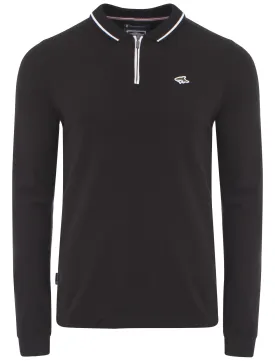 Le Shark Broadwick black long sleeved polo shirt