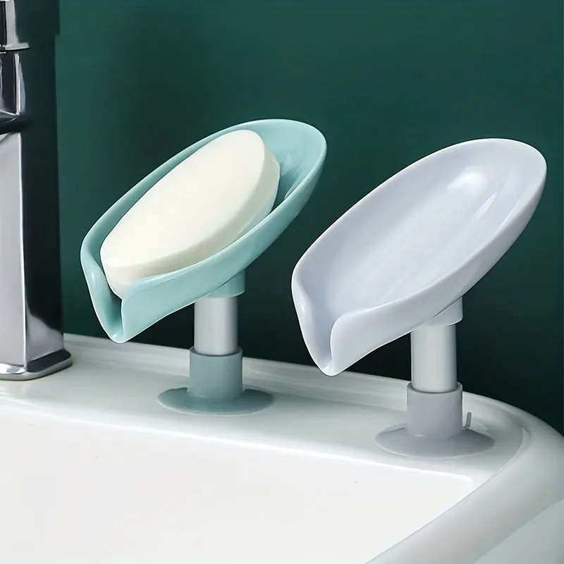 Leafshaped Suction Cup Soap Dish Stylish Bathroom Soap Rack