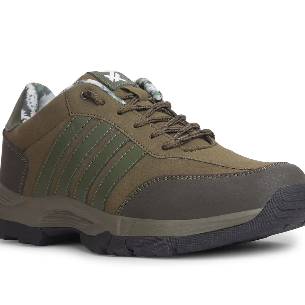 Leap7x Casual Olive Green Lacing Trekking Shoes For Mens COLUMBIA6E By Liberty