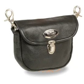 Leather Belt Bag w/ Flap & Belt Clasps(8.5X5.5)