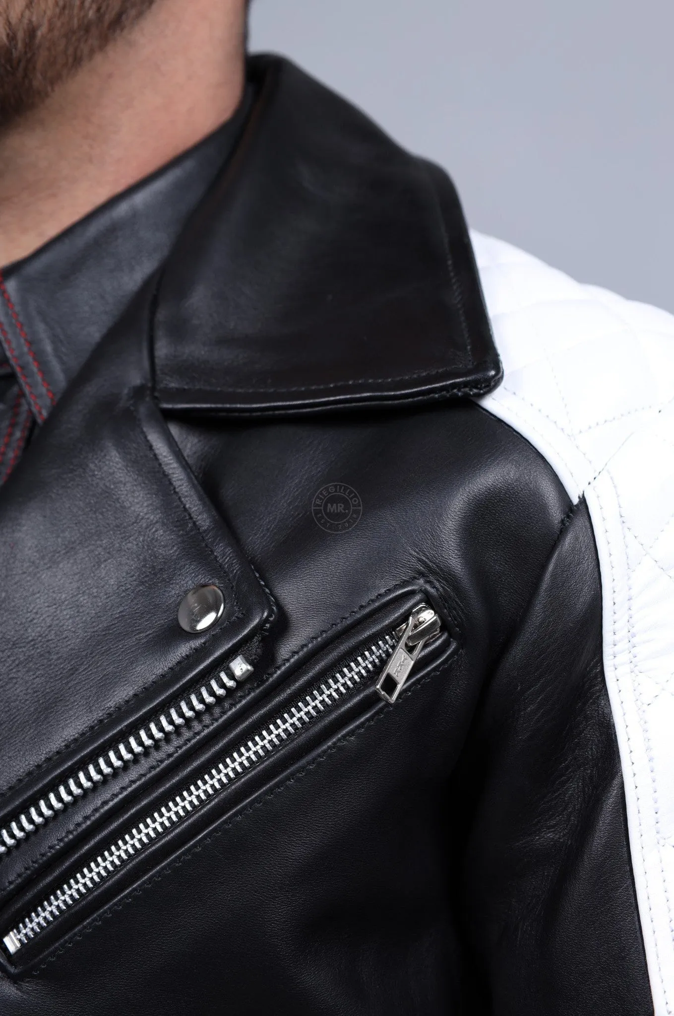 Leather Brando Jacket - White Padding