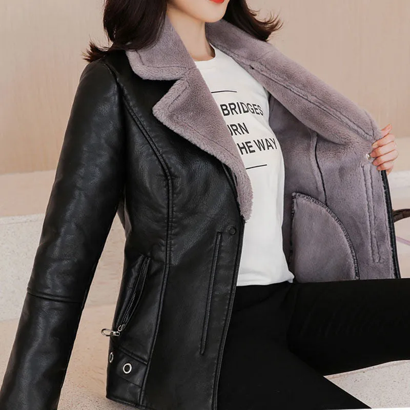 Leather Coat For Women Autumn And Winter Thickened