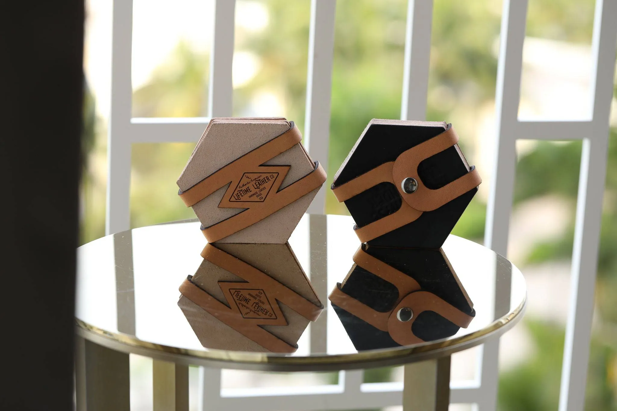 Leather Hexagon Coaster Set