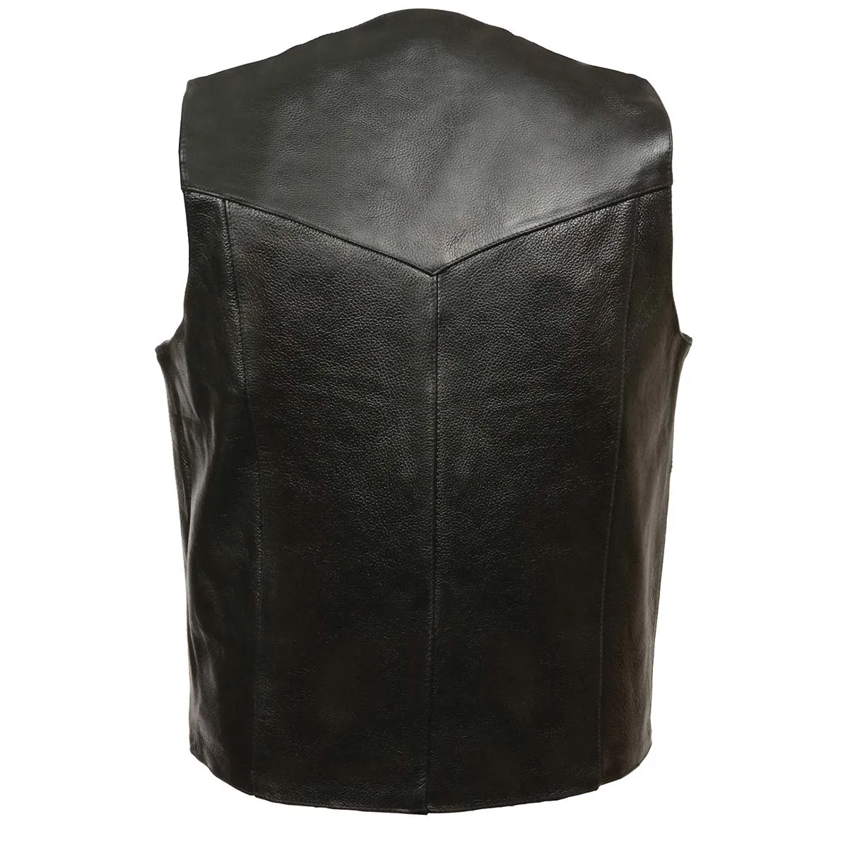 Leather King XS1310LET Men's Classic Black Leather Vest with Snap