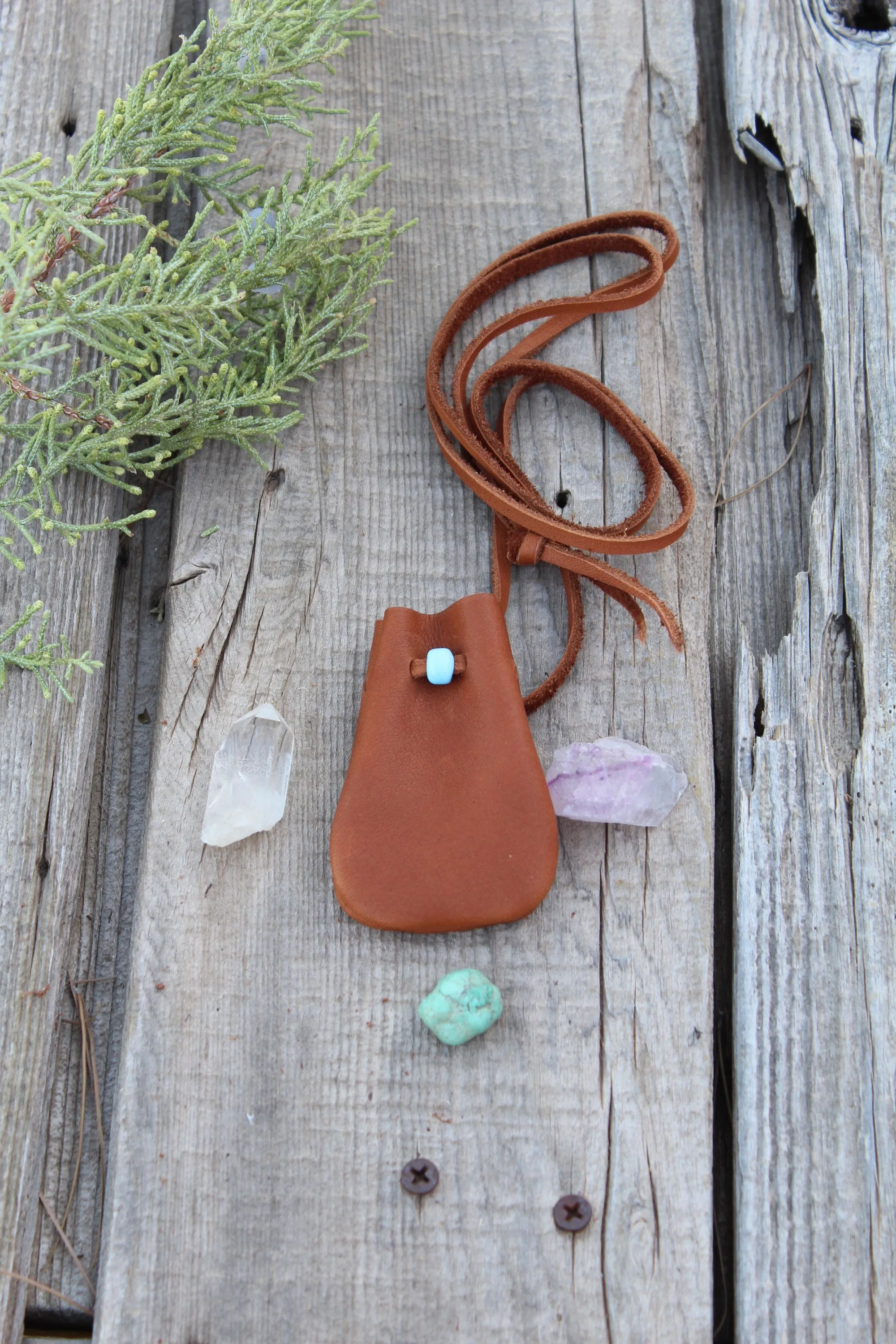 leather medicine bag, small amulet bag, crystal pouch