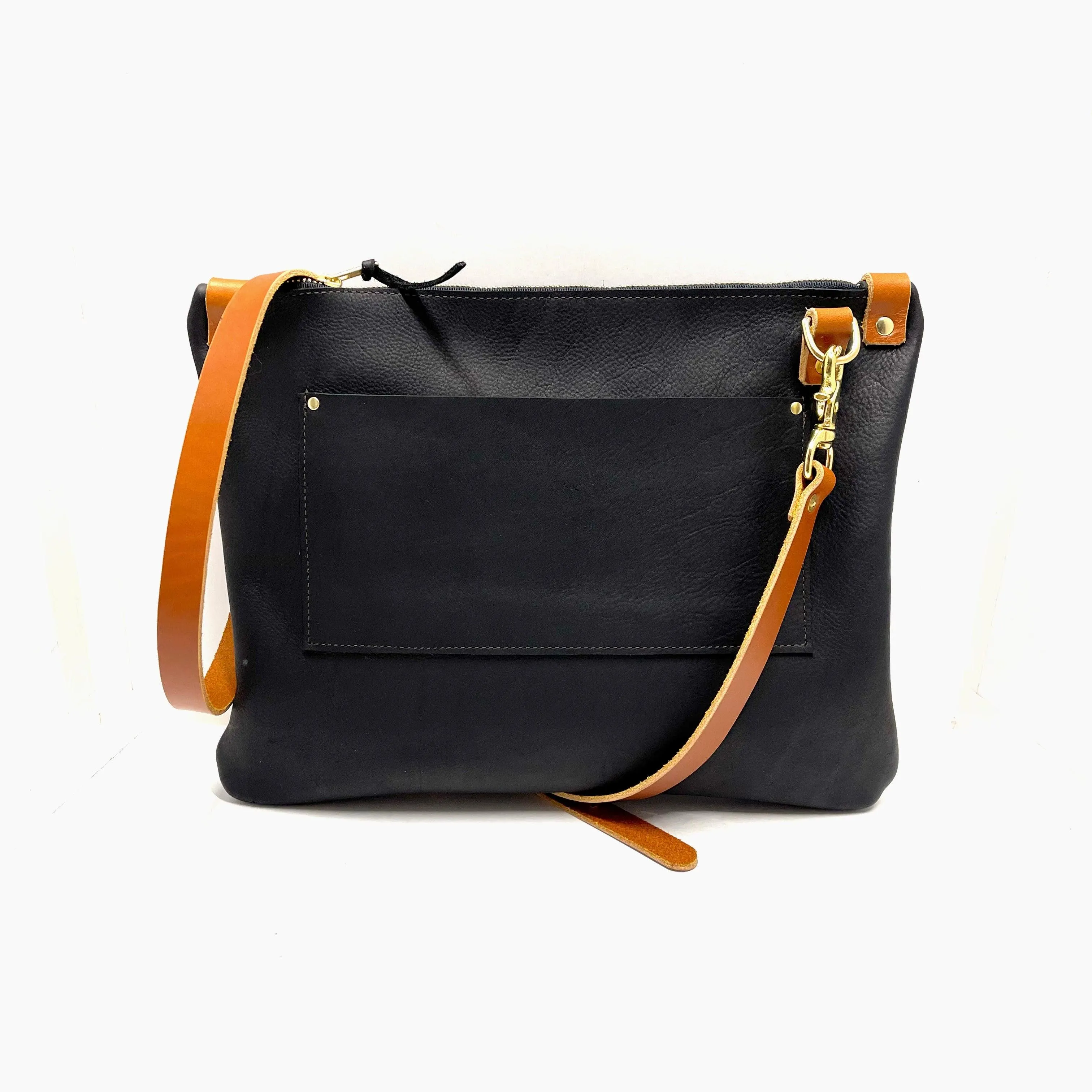 Leather Messenger Bag in Black