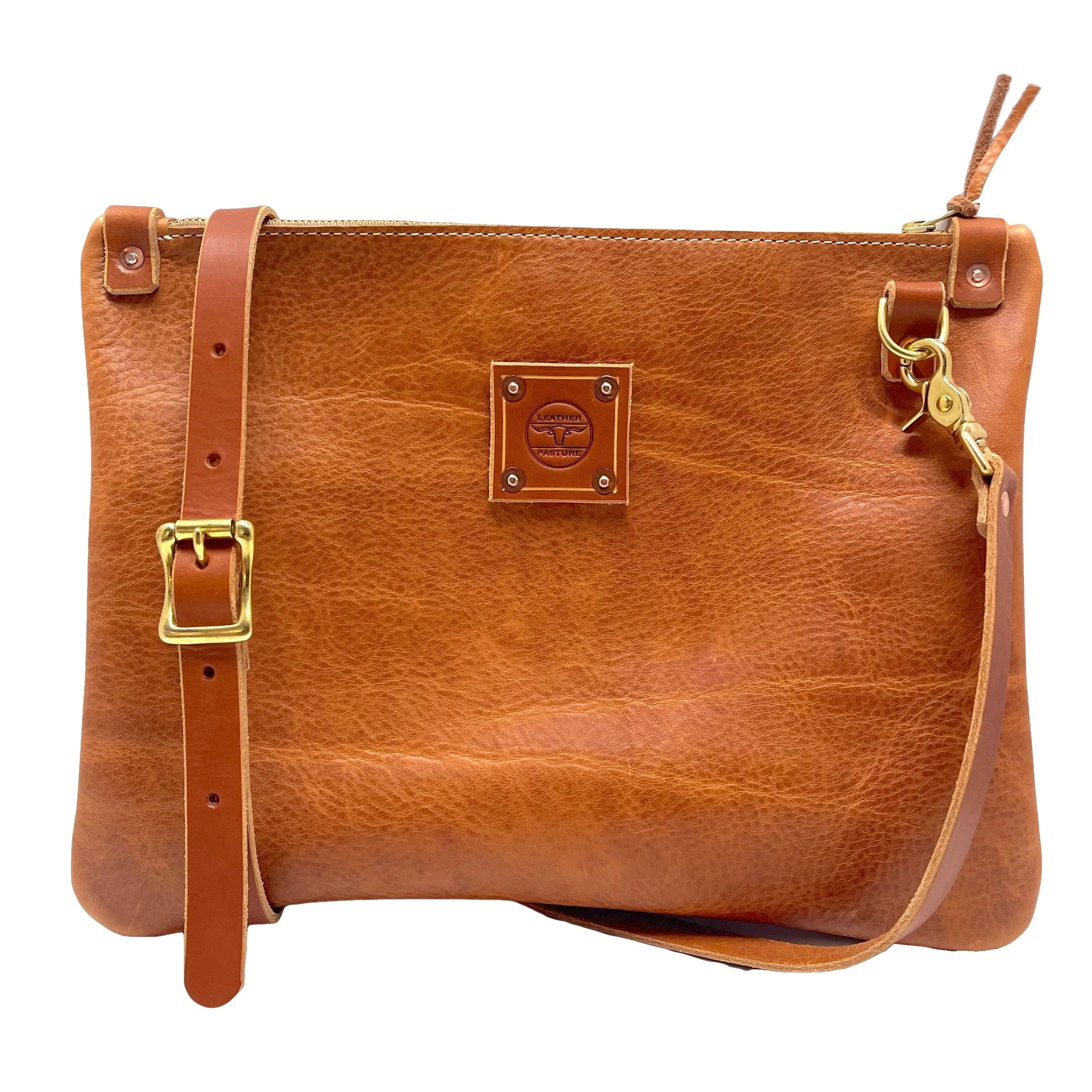 Leather Messenger Bag in Copper