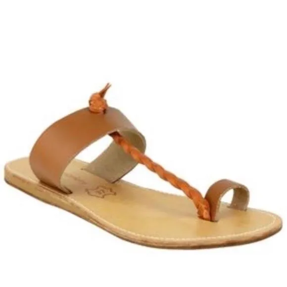 Leather Toe Loop Slip-On Sandals