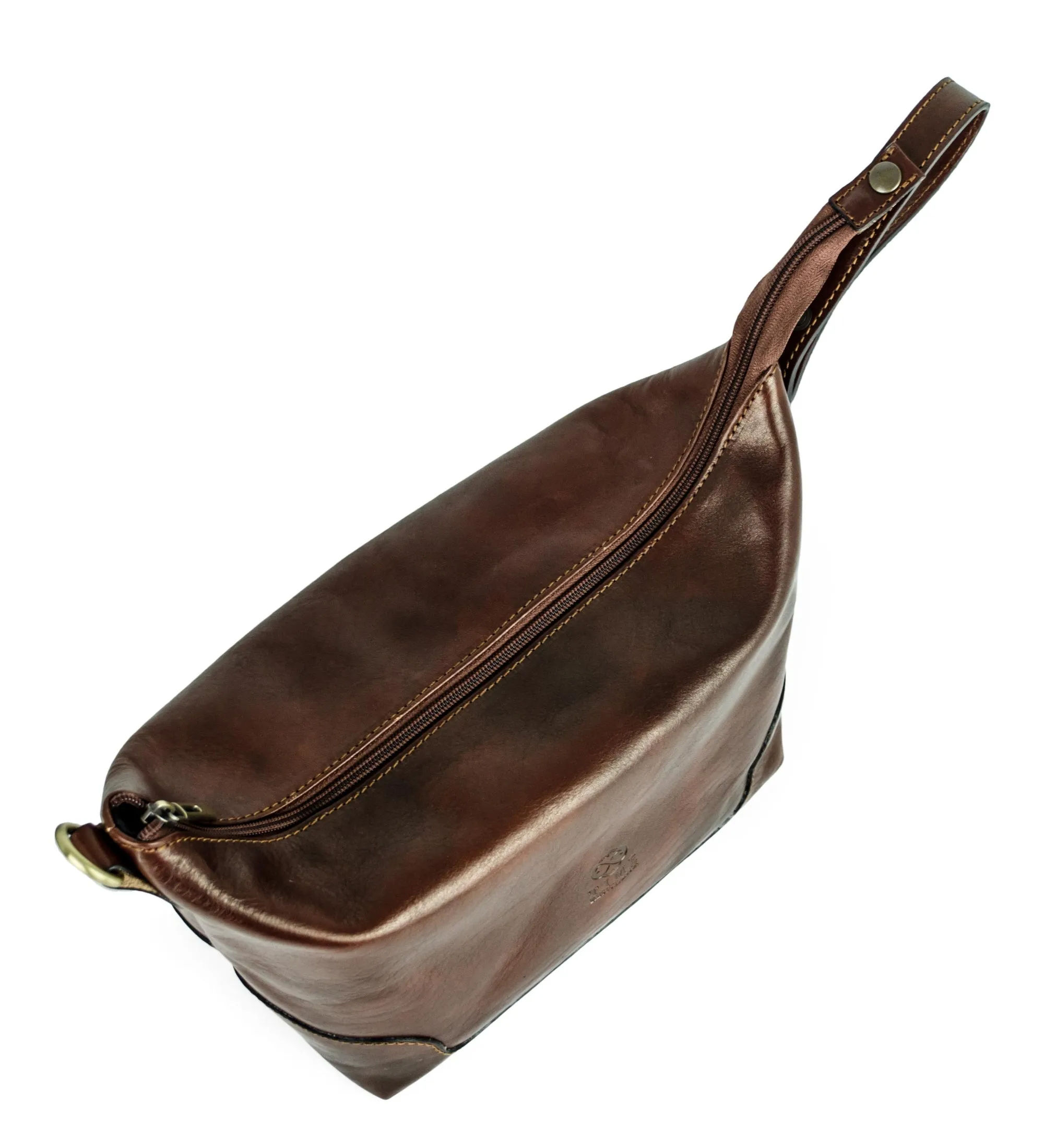 Leather Toiletry Bag for Women - Autumn Leaves