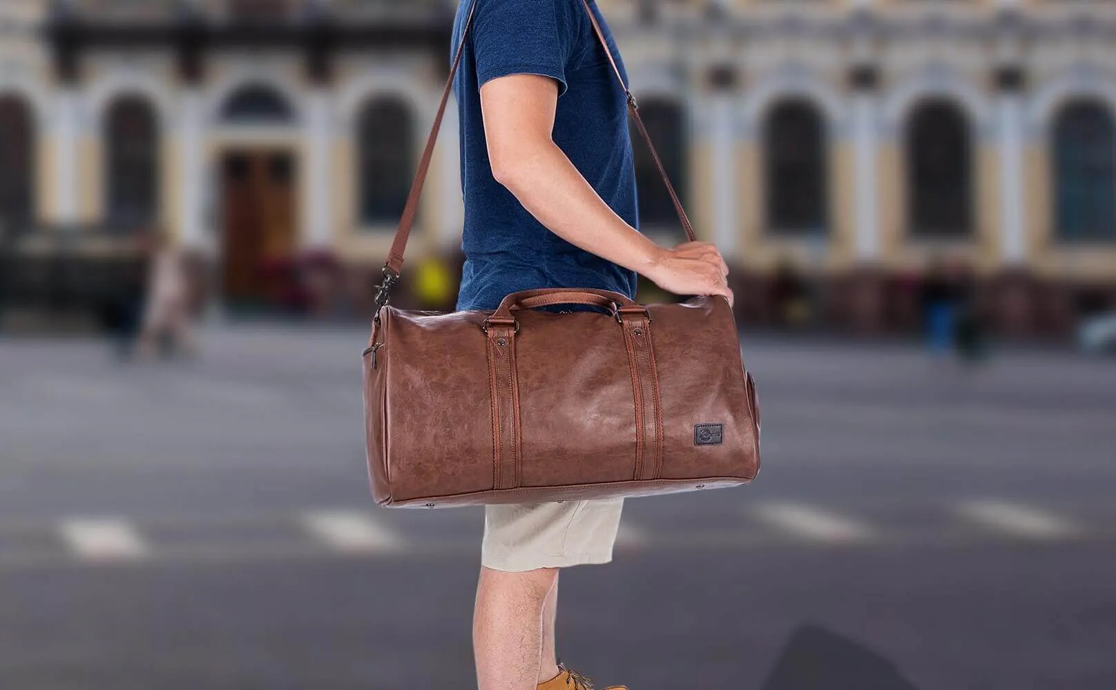 Leather Travel Duffel Bag （with Shoe Pouch）