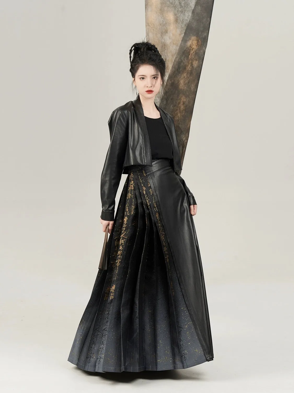 Leatherite Modern Ming Style Mamian Skirt Hanfu