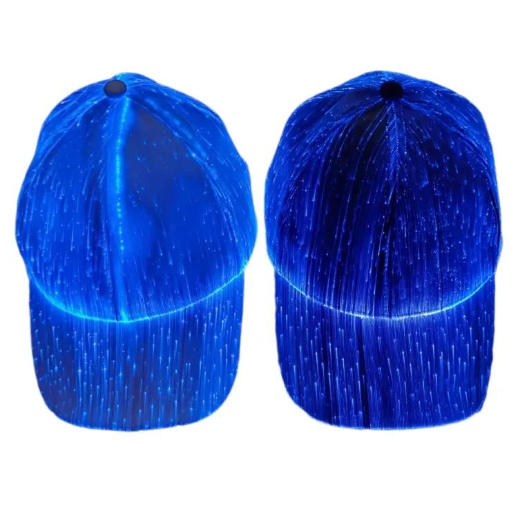 LED Fiber Optic Luminous Hat Couple Luminous Hat Outdoor Luminous Cap Performance Hat(White Colorful Light)