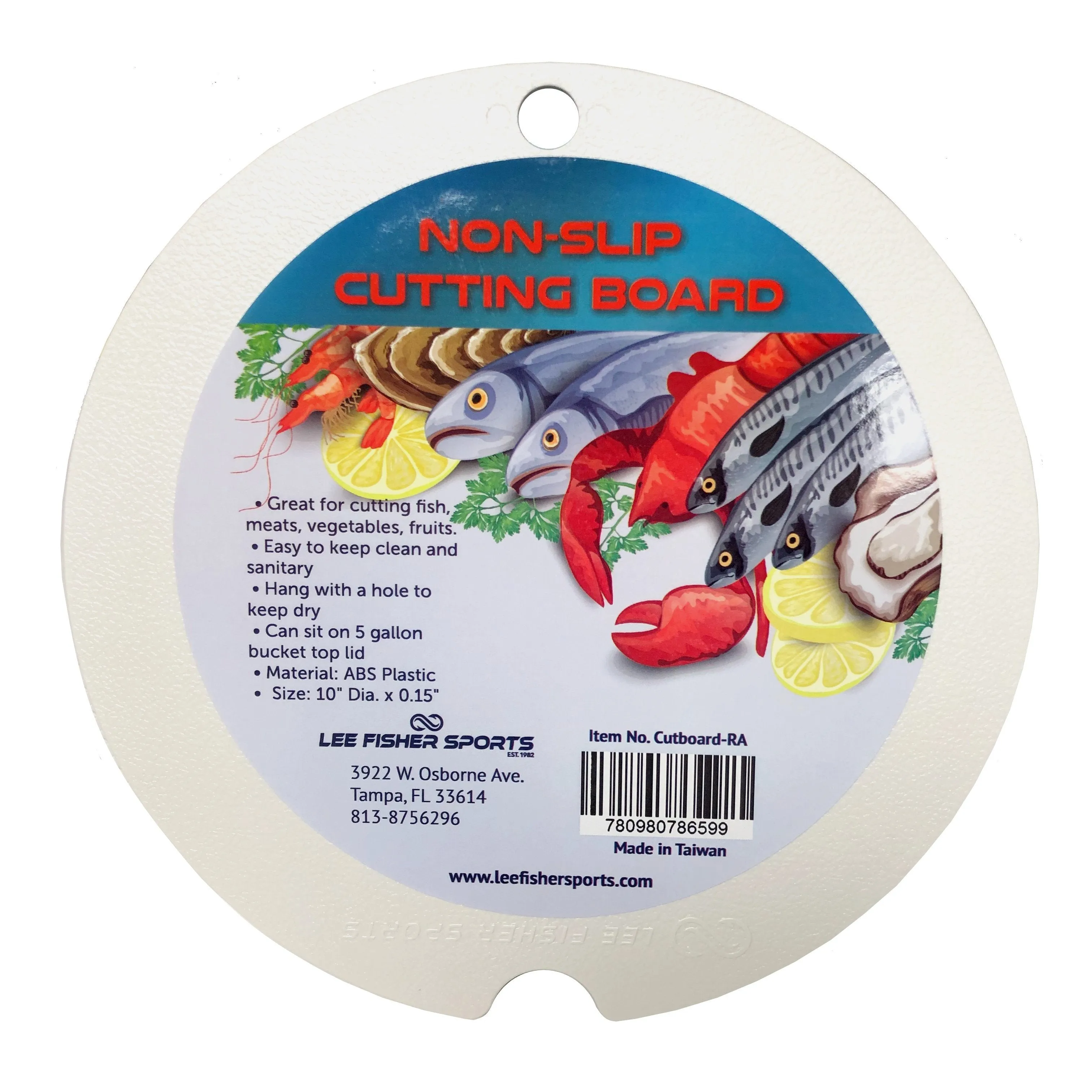 Lee Fisher Sports Non-Slip Round Cutting Board