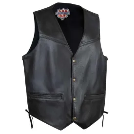 Legendary Peacekeeper Men's Vintage Leather Motorcycle Vest w/Gun Pockets