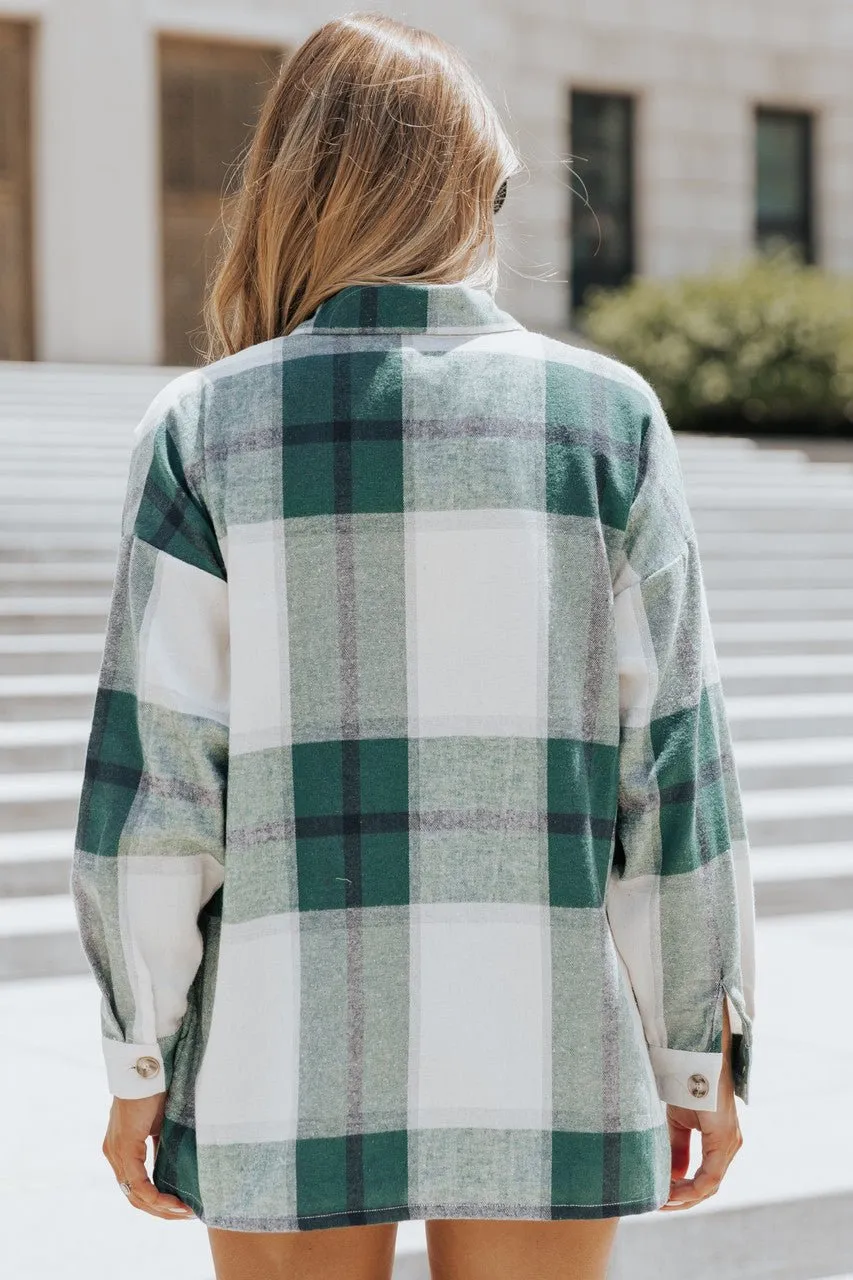 Lennon Sea Green Plaid Flannel Shacket - FINAL SALE