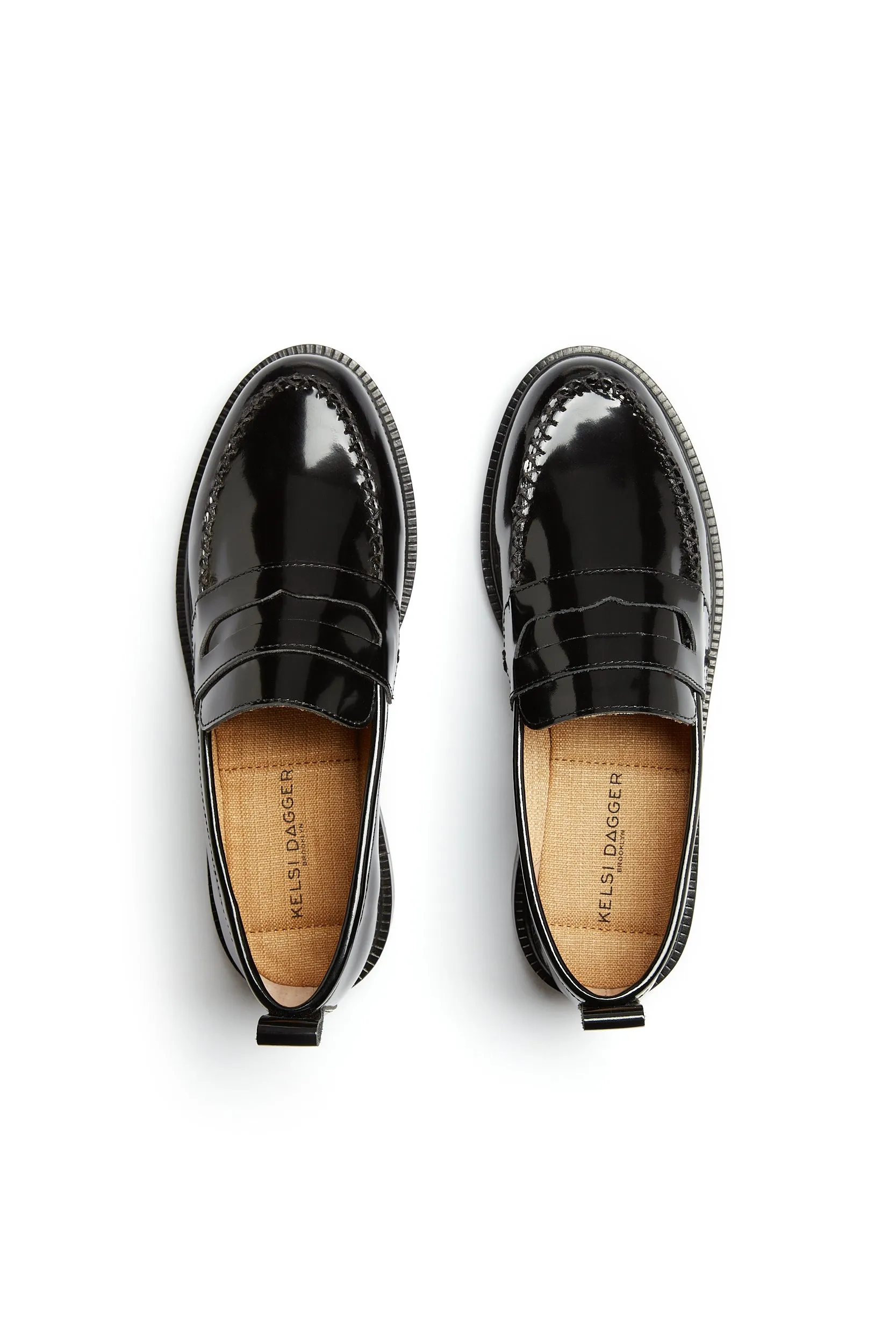 Lens All Black Leather Wide Width Loafers