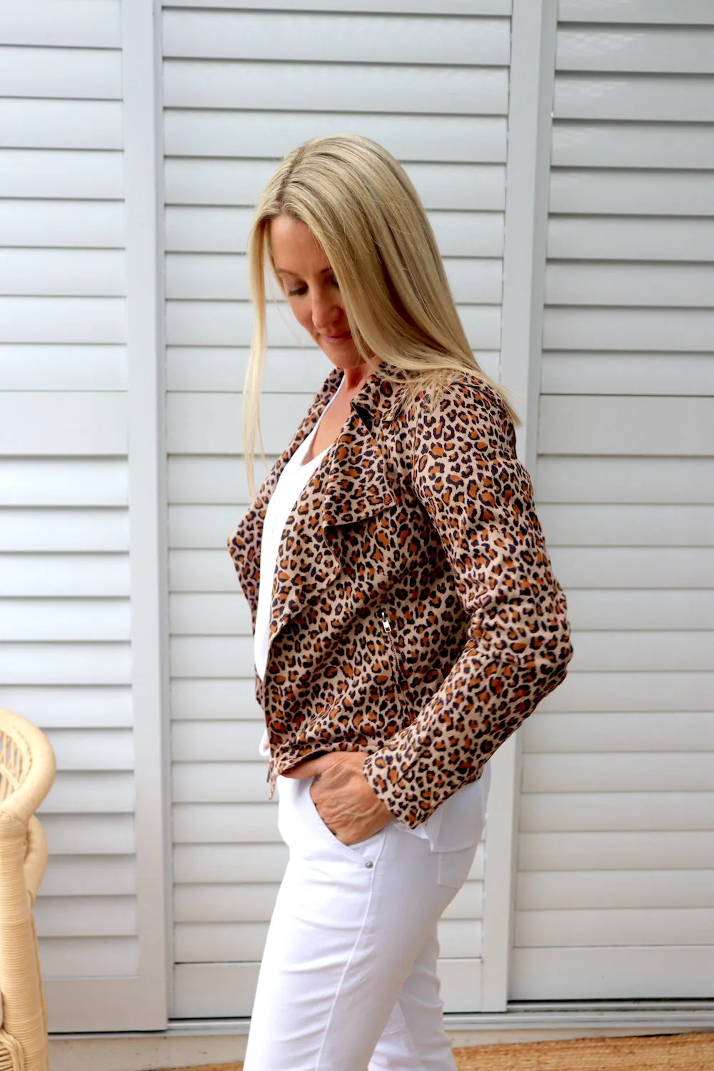 Leopard Faux Suede Jacket