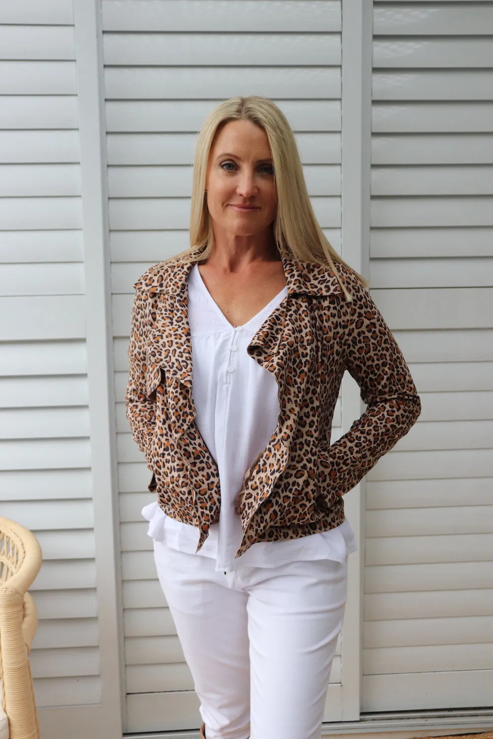 Leopard Faux Suede Jacket