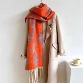 Leopard Jacquard Scarf - Orange