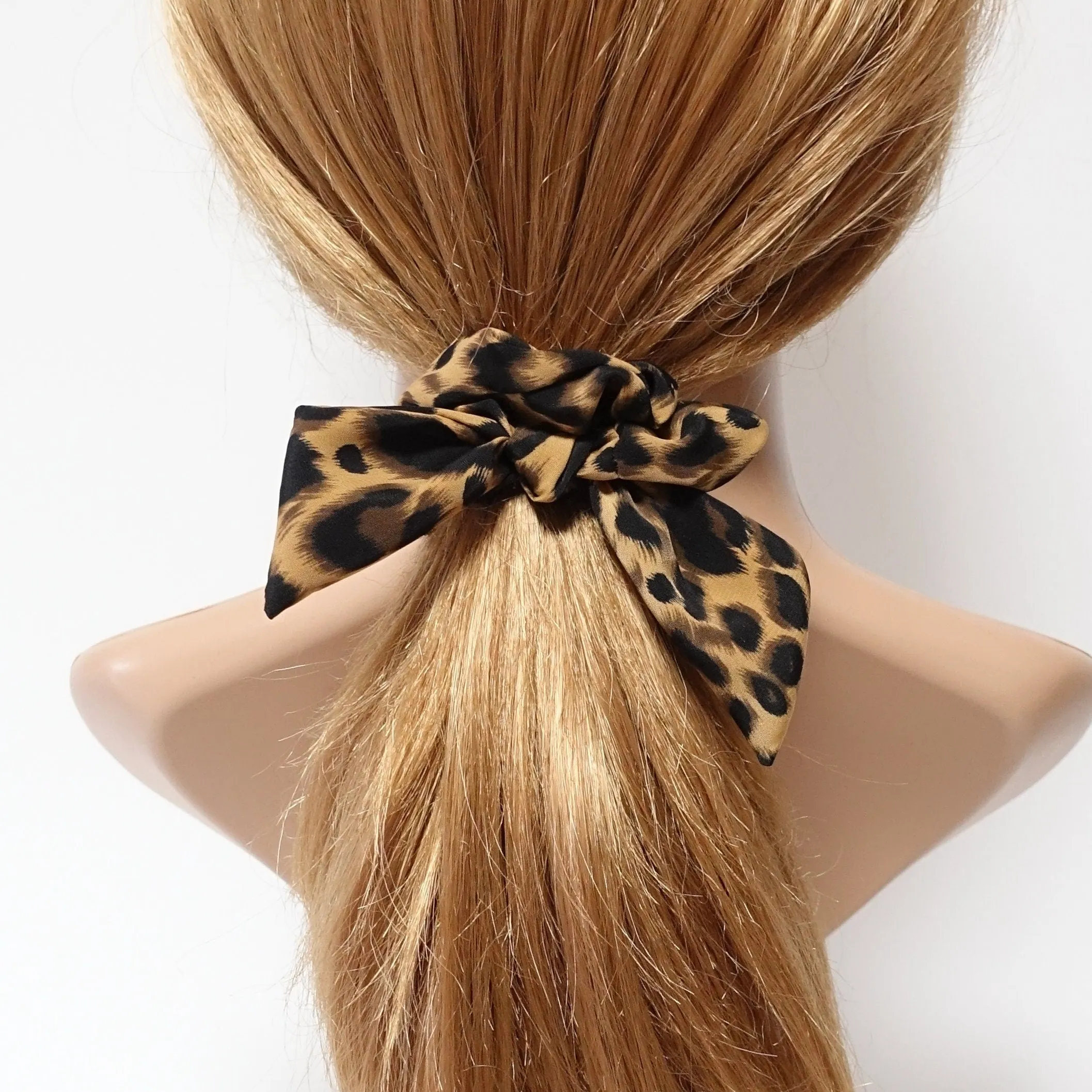 leopard print bow knot scrunchies animal print pattern hair elastic scrunchies woman hair accessory