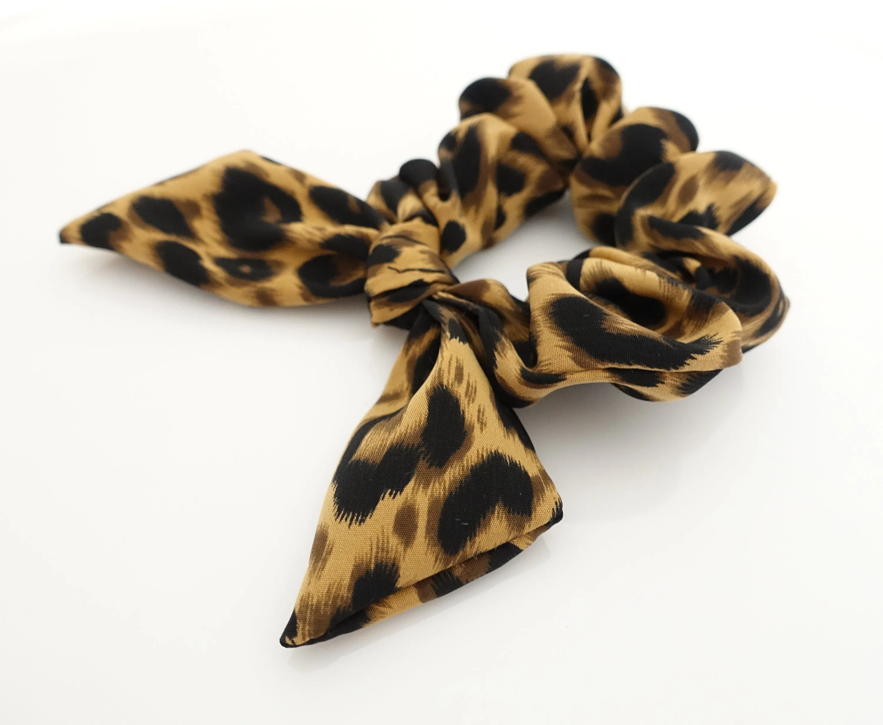 leopard print bow knot scrunchies animal print pattern hair elastic scrunchies woman hair accessory