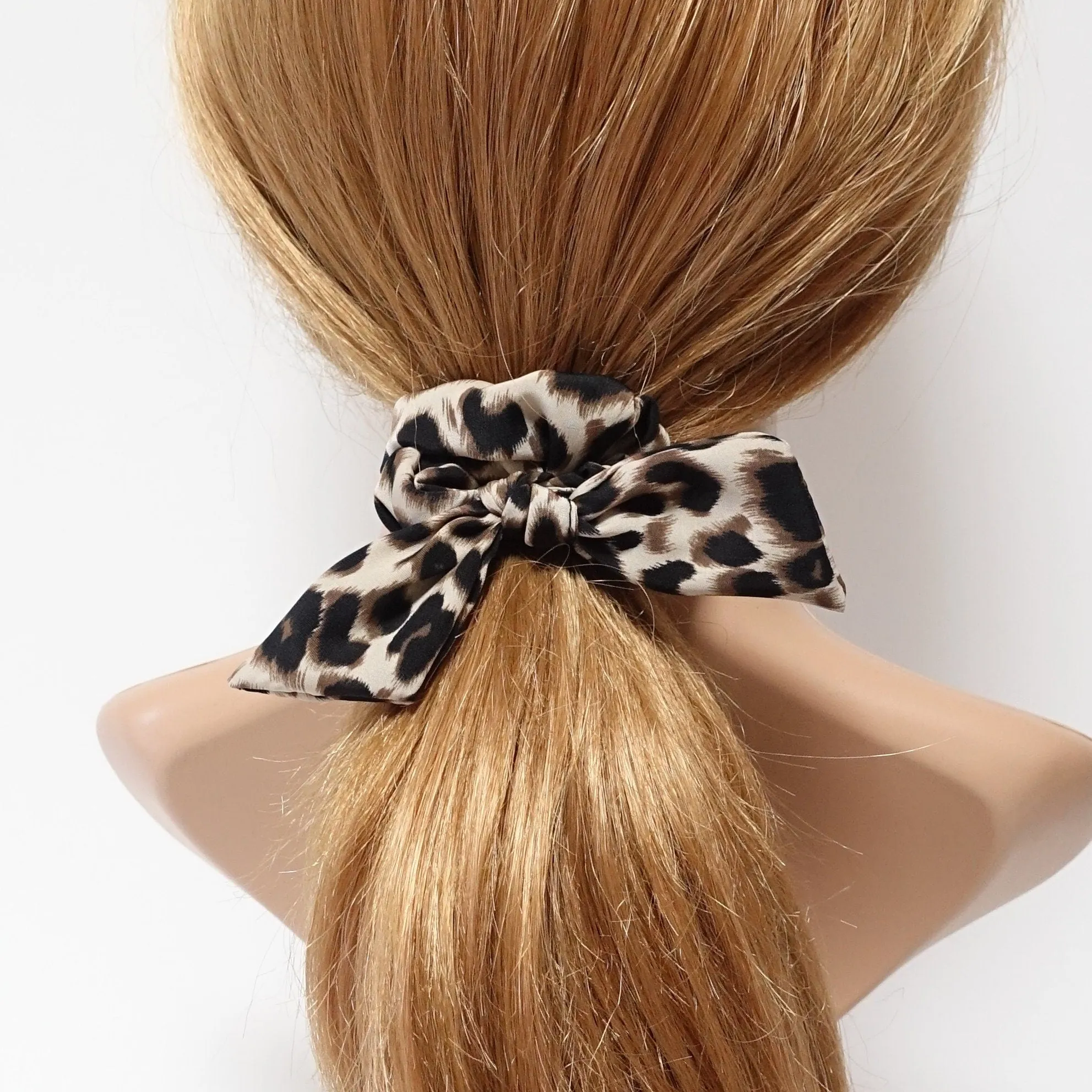 leopard print bow knot scrunchies animal print pattern hair elastic scrunchies woman hair accessory