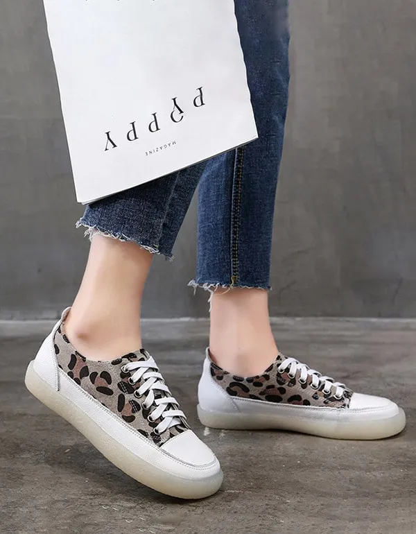 Leopard Print Canvas Flat Women's Casual Shoes