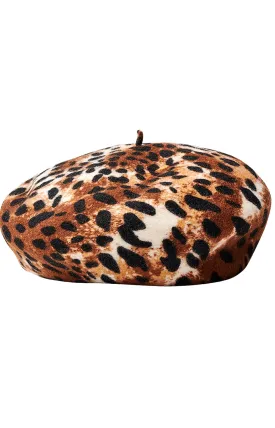 Leopard Print Fiddler Beret by Brixton