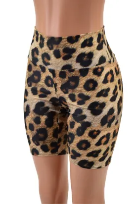 Leopard Print High Waist Bike Shorts