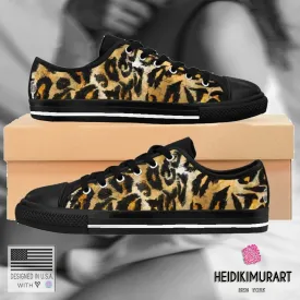 Leopard Print Men's Sneakers, Animal Print Running Fashion Canvas Low Top Tennis Shoes (US Size: 7-14)