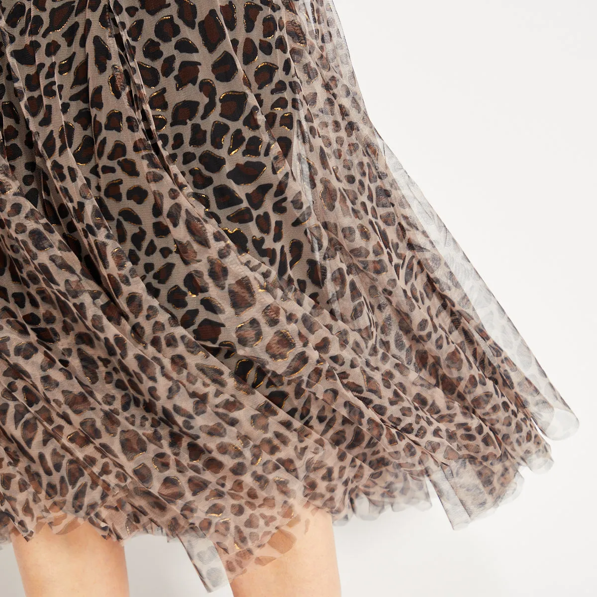 Leopard Print Tulle Skirt Brown