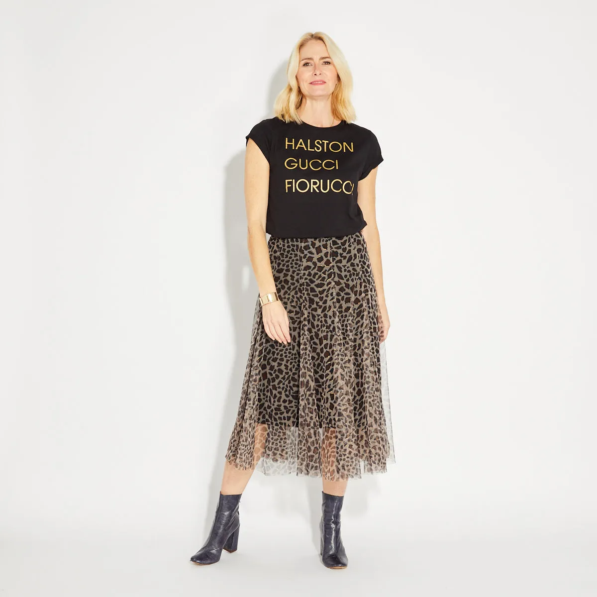 Leopard Print Tulle Skirt Brown