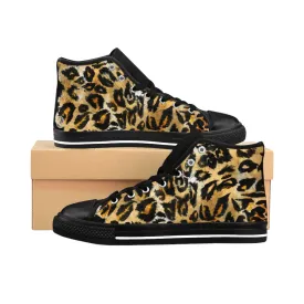 Leopard Print Women's High Tops, Animal Print High Top Designer Women's Sneakers Shoes