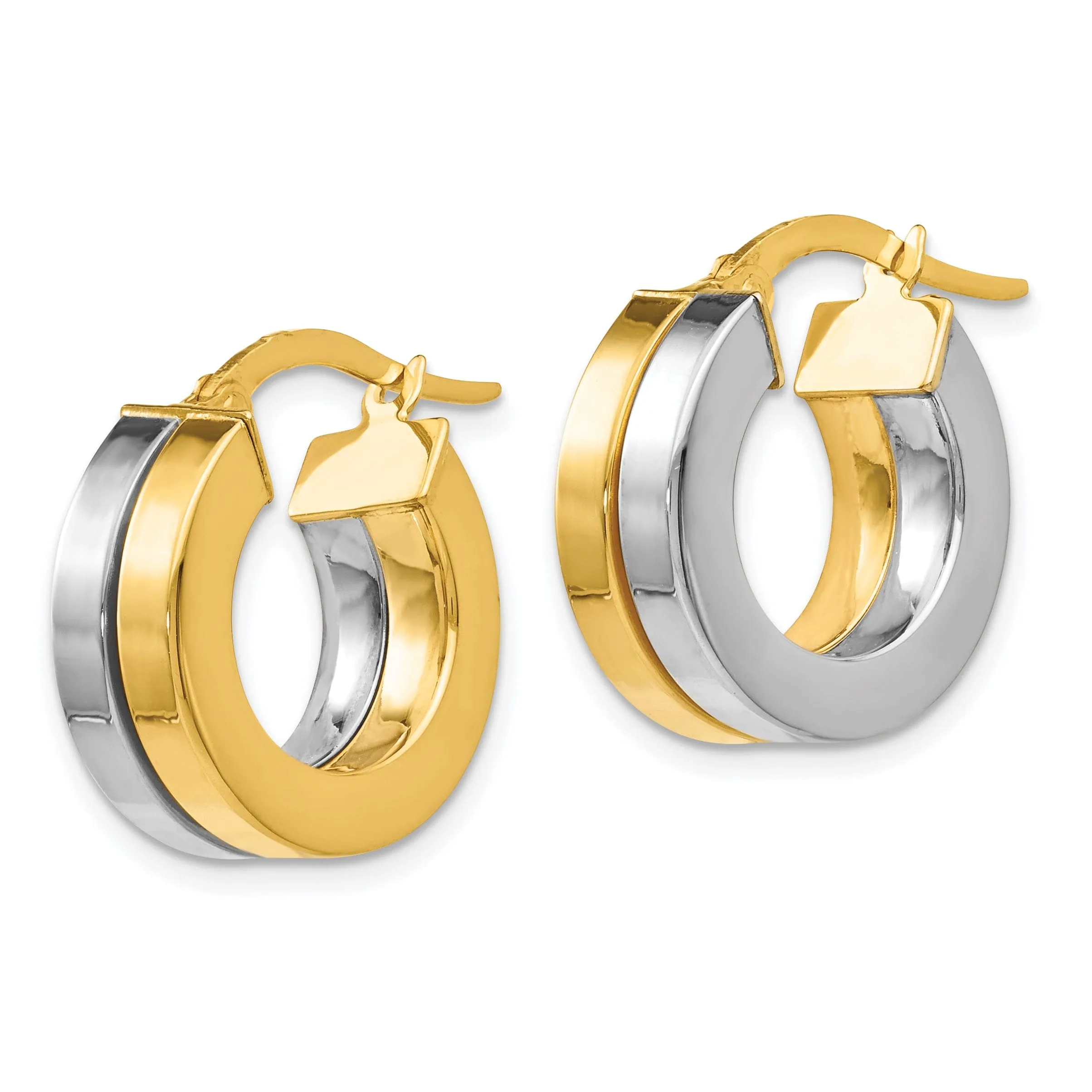 Leslie 14k Two Tone Gold Polished Hoop Earrings