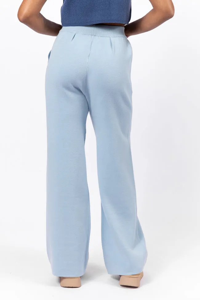 Let's Debrief Light Blue Wide Leg Sweater Pants