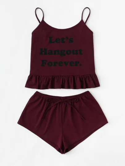 Let’s hangout forever pajama shorts set