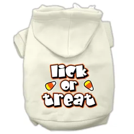 Lick Or Treat Screen Print Pet Hoodies Cream Size Sm (10)