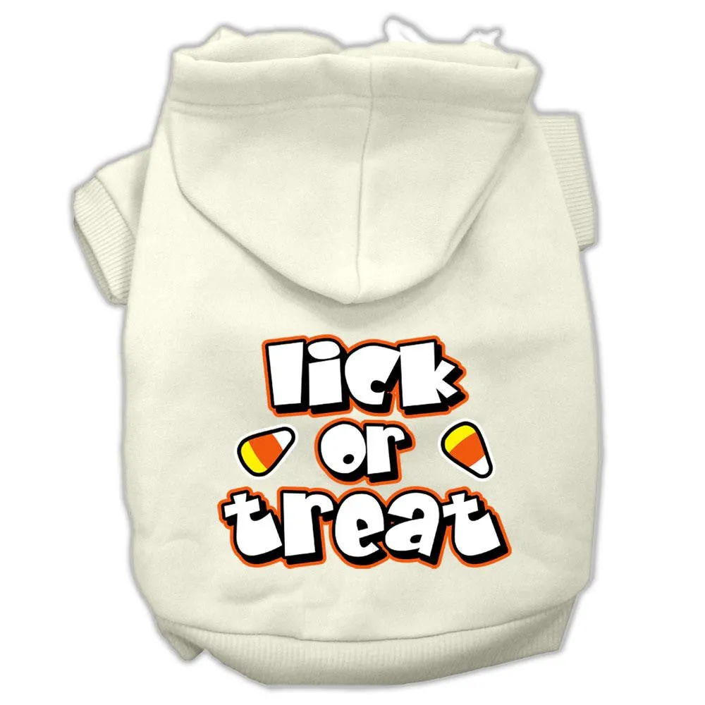 Lick Or Treat Screen Print Pet Hoodies Cream Size Sm (10)