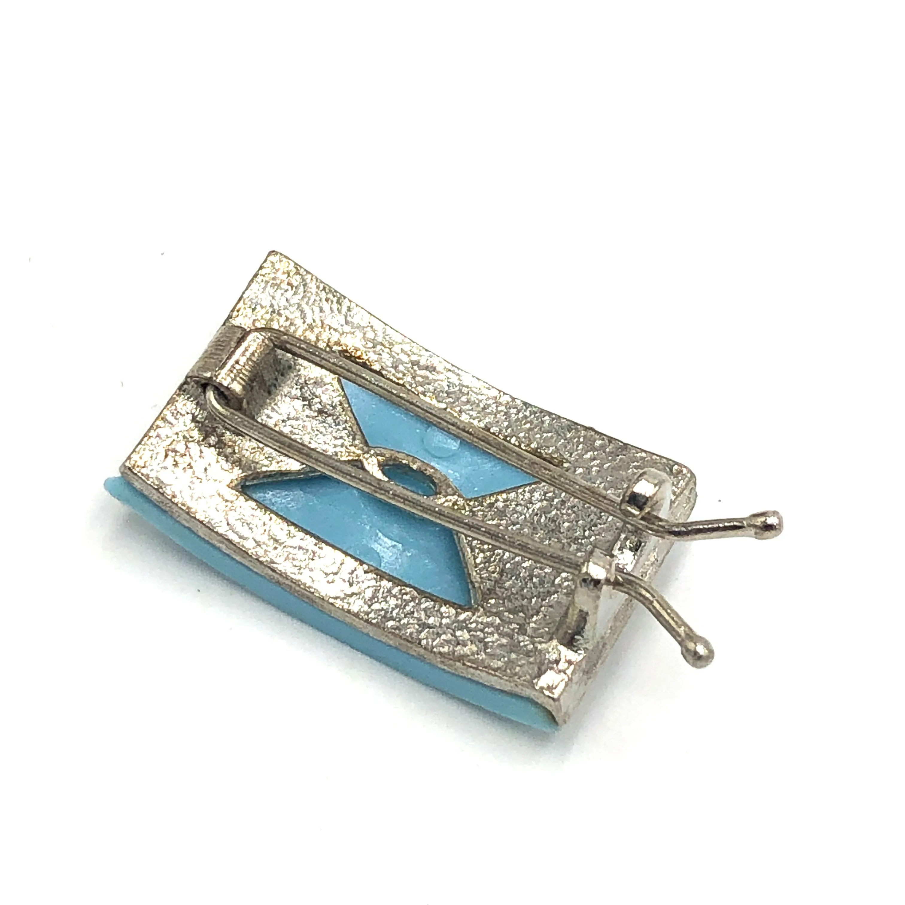 Light Blue Deco Barrette *AS IS - Vintage Patina