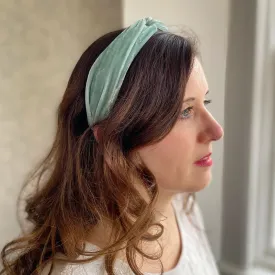 Light Blue Headband Velvet Hair Band Knot Headband