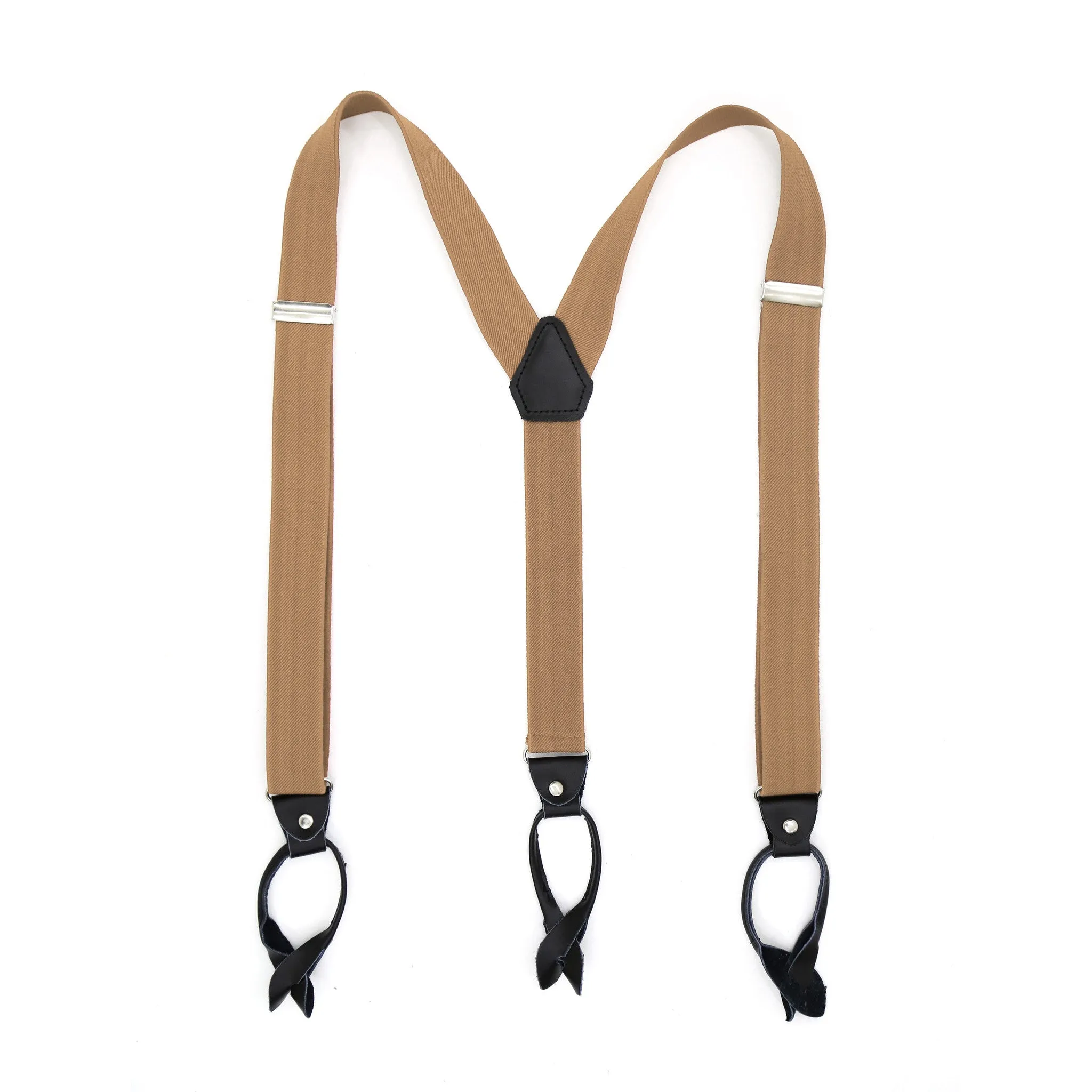 Light Brown Button-End Unisex Suspenders