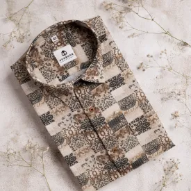 Light Brown Color Moroccan Printed Shirt For Men