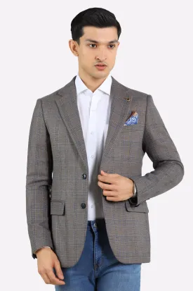 Light Brown Glen Plaid Check Blazer