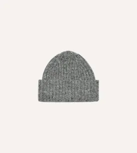 Light Grey Donegal Ribbed Merino Knit Cap