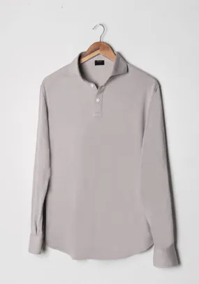 Light Grey Feather Soft Piqué Full Sleeve Polo Shirt