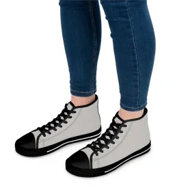 Light Grey Ladies' High Tops, Solid Color Best Women's High Top Sneakers Fashion Tennis Shoes