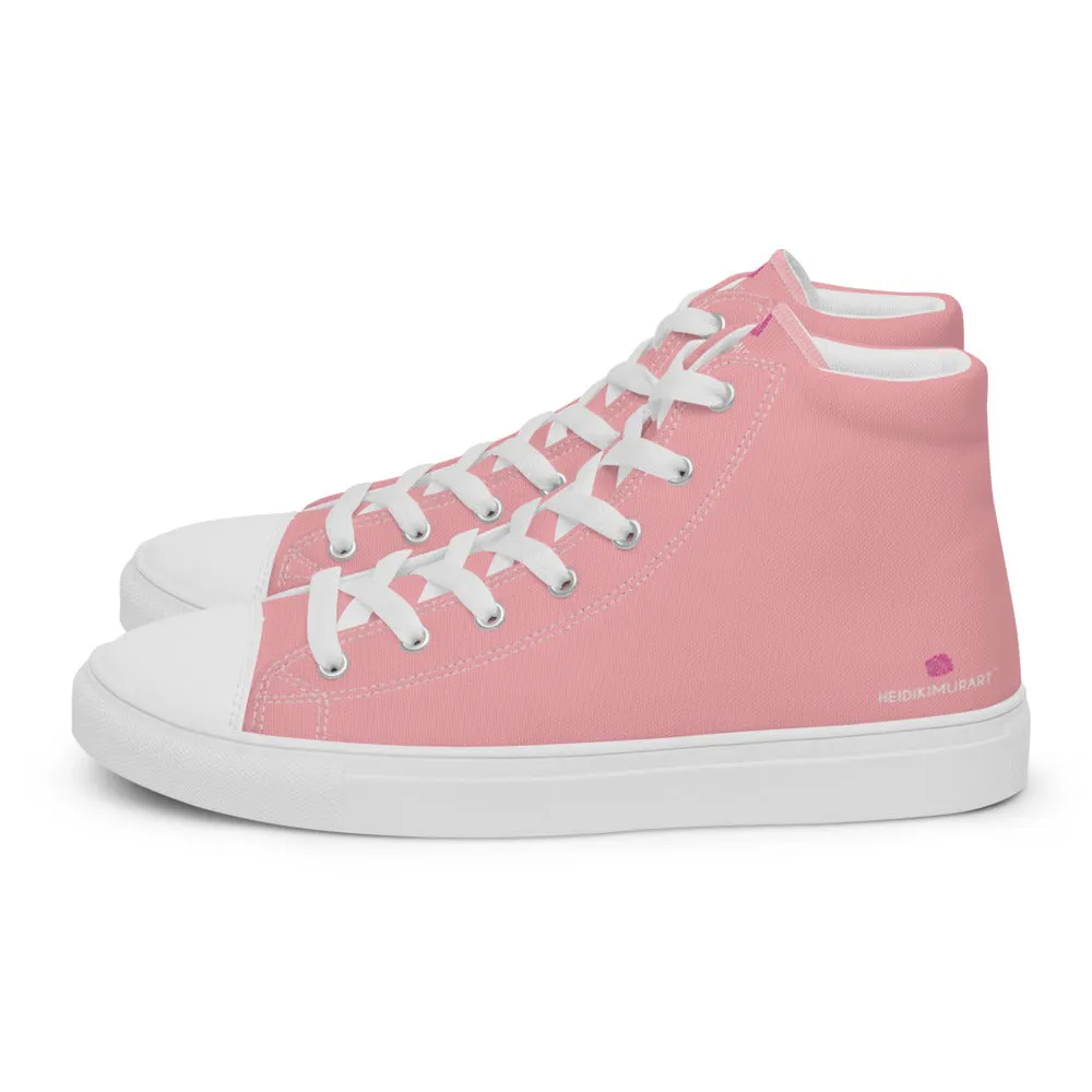 Light Pink Men's Sneakers, Modern Minimalist Best Solid Color Canvas High Top Shoes For Men