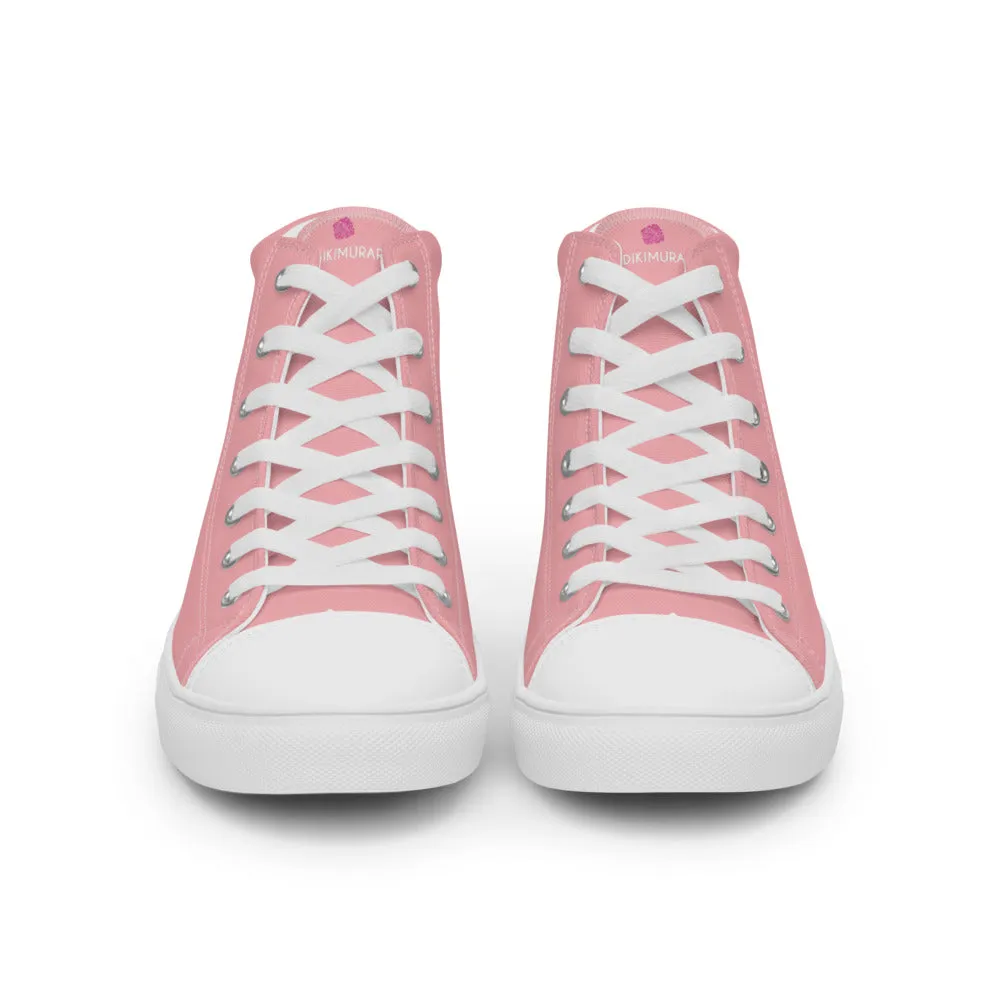 Light Pink Men's Sneakers, Modern Minimalist Best Solid Color Canvas High Top Shoes For Men