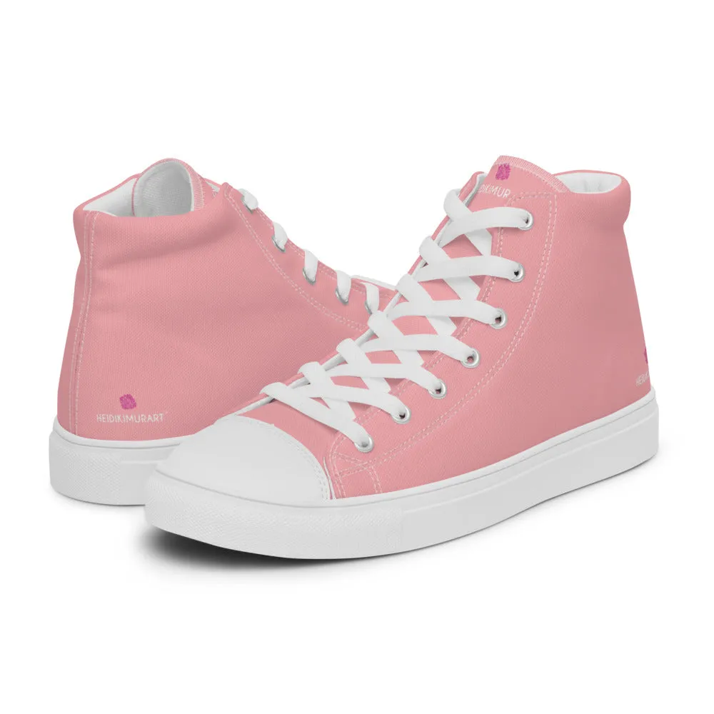 Light Pink Men's Sneakers, Modern Minimalist Best Solid Color Canvas High Top Shoes For Men