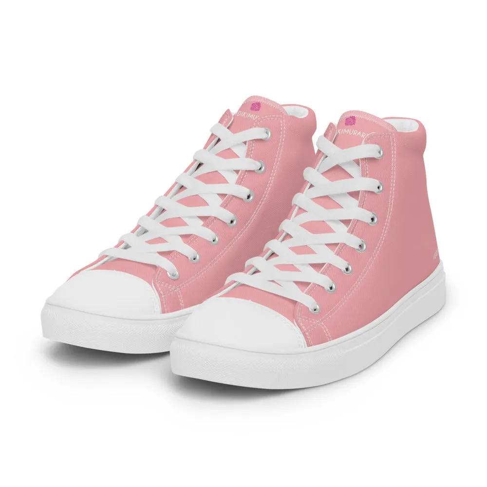 Light Pink Men's Sneakers, Modern Minimalist Best Solid Color Canvas High Top Shoes For Men